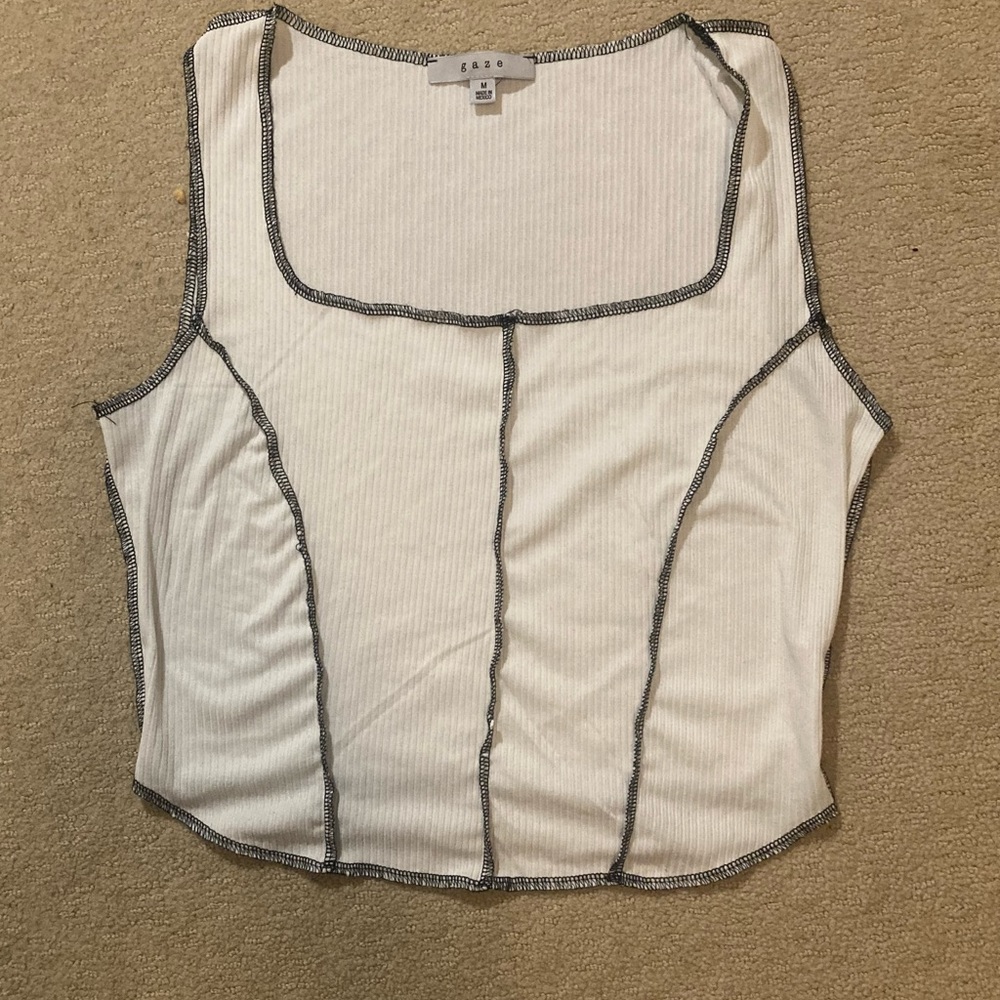 Gaze Black and White Cropped Tank Top
